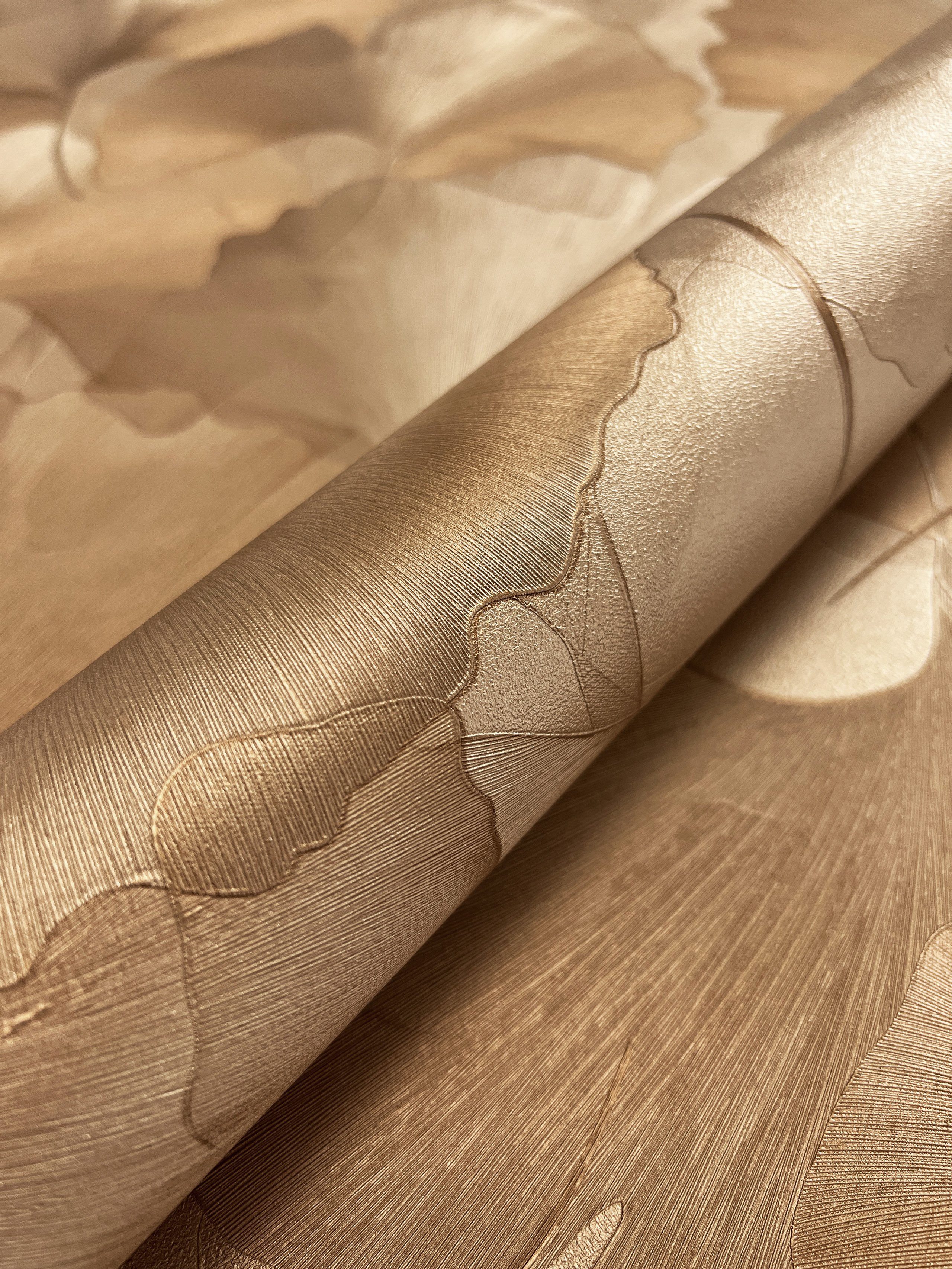 Newroom Vliestapete Druina Gold Tapete Mustertapete Blumen, Blätter, Leicht günstig online kaufen