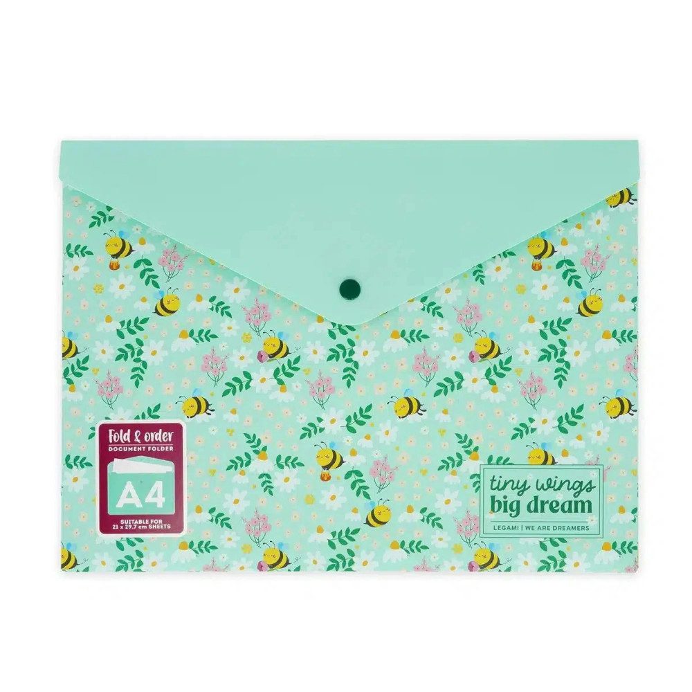 Legami Federmäppchen Fold & Order Dokumentenmappe A4 Bee Green, LEGAMI