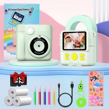 Gofunly Multifunktionale Sofortdruckkamera Kinderkamera (12 MP, 16x opt. Zoom, inkl. mit 1000mAh Akku und gratis 32GB-Karte für stundenlange Nutzung, 2,4-Zoll-IPS-Bildschirm,16-fachem Digitalzoom & 1080P-Videoaufnahmen)