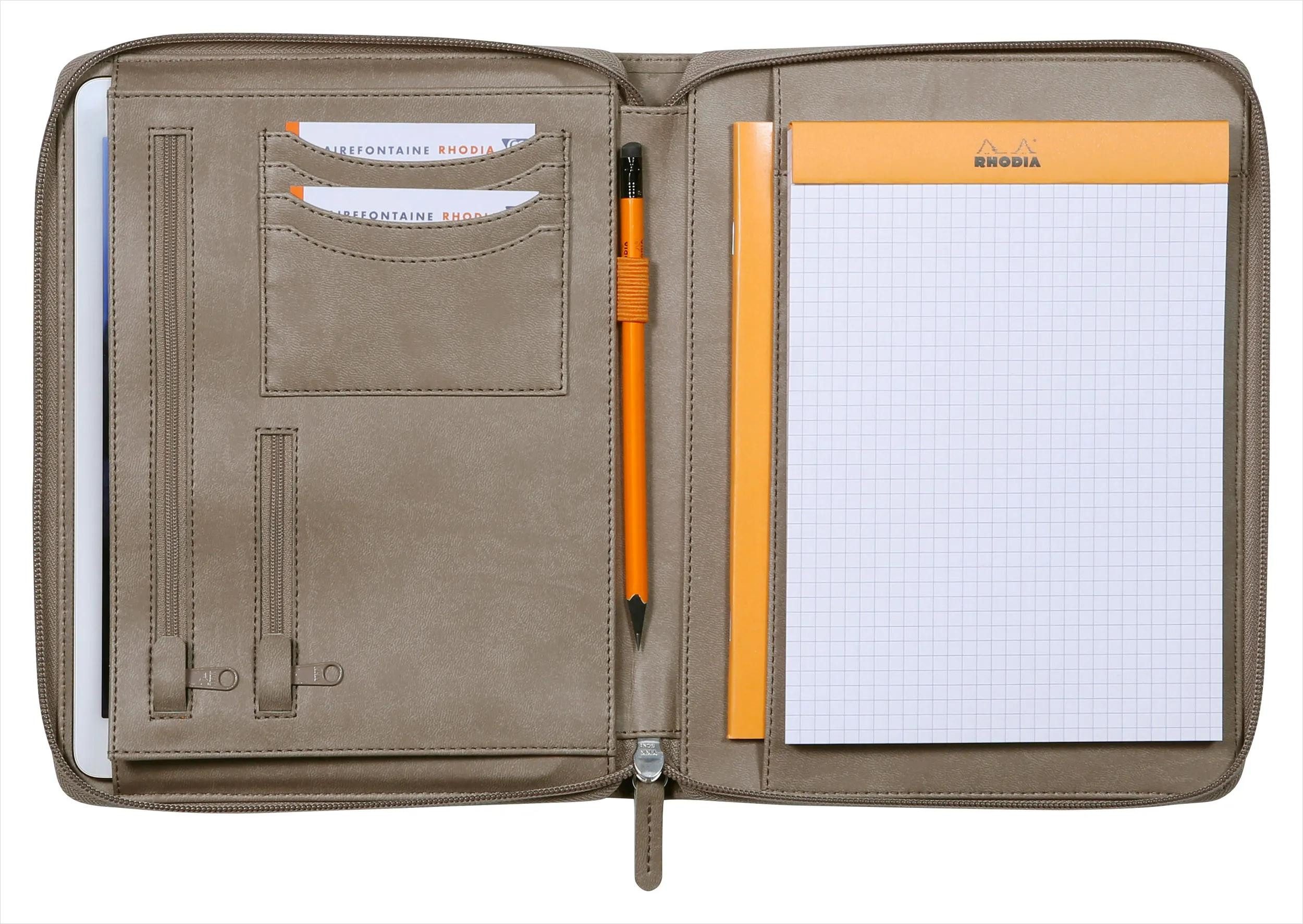 Rhodia Aktentasche Konferenzmappe kleines Modell 19,5x25,5 cm, für Block A5 Taupe 168101C, Konferenzmappe