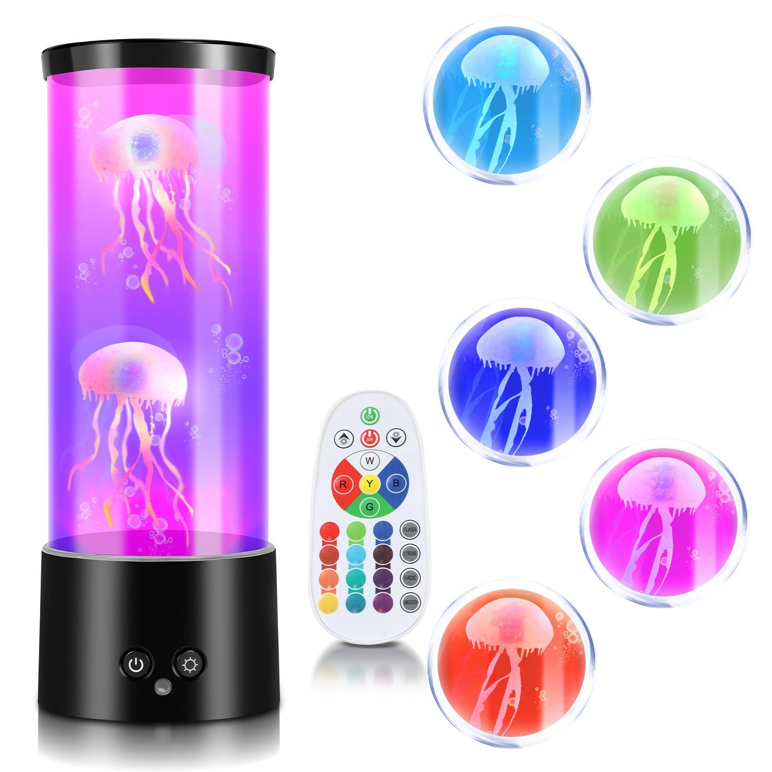 Gimisgu Lavalampe LED Quallen Echte RGB Lava Lampe Bunte Jellyfish  Künstliche dekorative