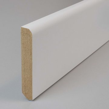 PROVISTON Sockelleiste MDF, 10 x 58 x 2500 mm, Weiß, Fußleiste Eckiges Profil, 10 Stück