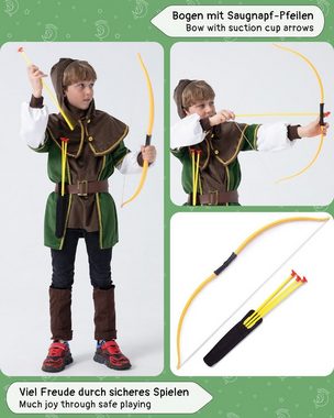 Corimori Ritter-Kostüm Robin Hood Karnevalskostüm Set, Kinder, braun/grün, Kostüm, Fasching, Mittelalterfest, Jungen, mit Pfeil und Bogen