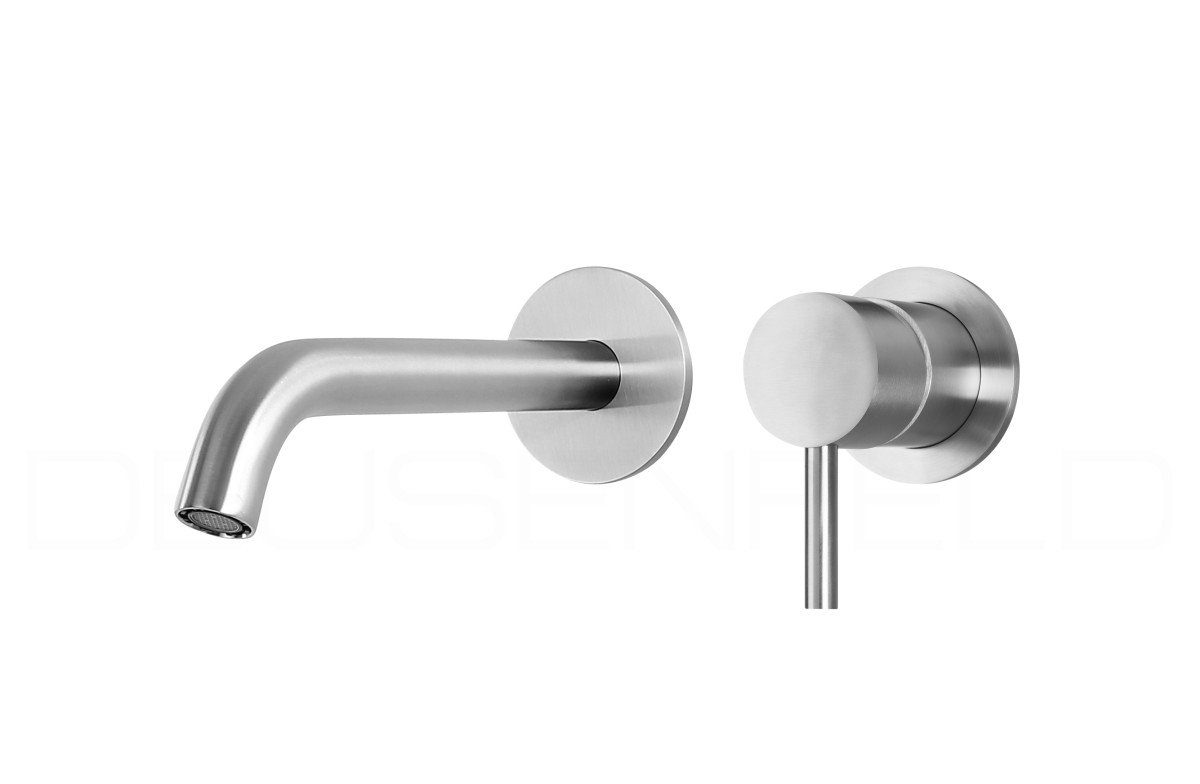 DEUSENFELD Waschtischarmatur Deusenfeld M8UH3020 (inkl. Wand-Einbaukörper) Echt Edelstahl, matt gebürstet