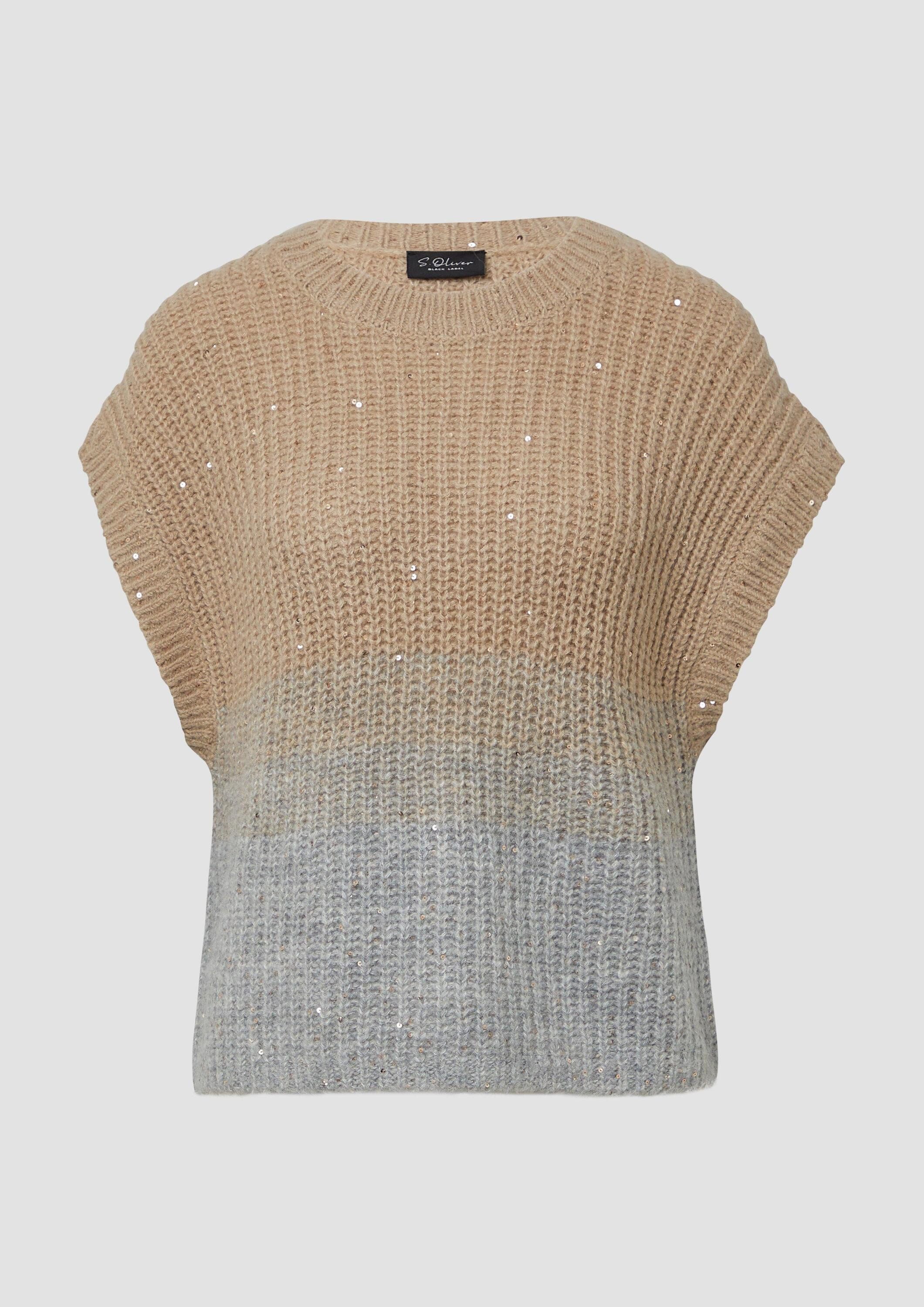 s.Oliver Kurzarmpullover Strickpullunder Pullunder mit Farbverlauf aus Alpakamix