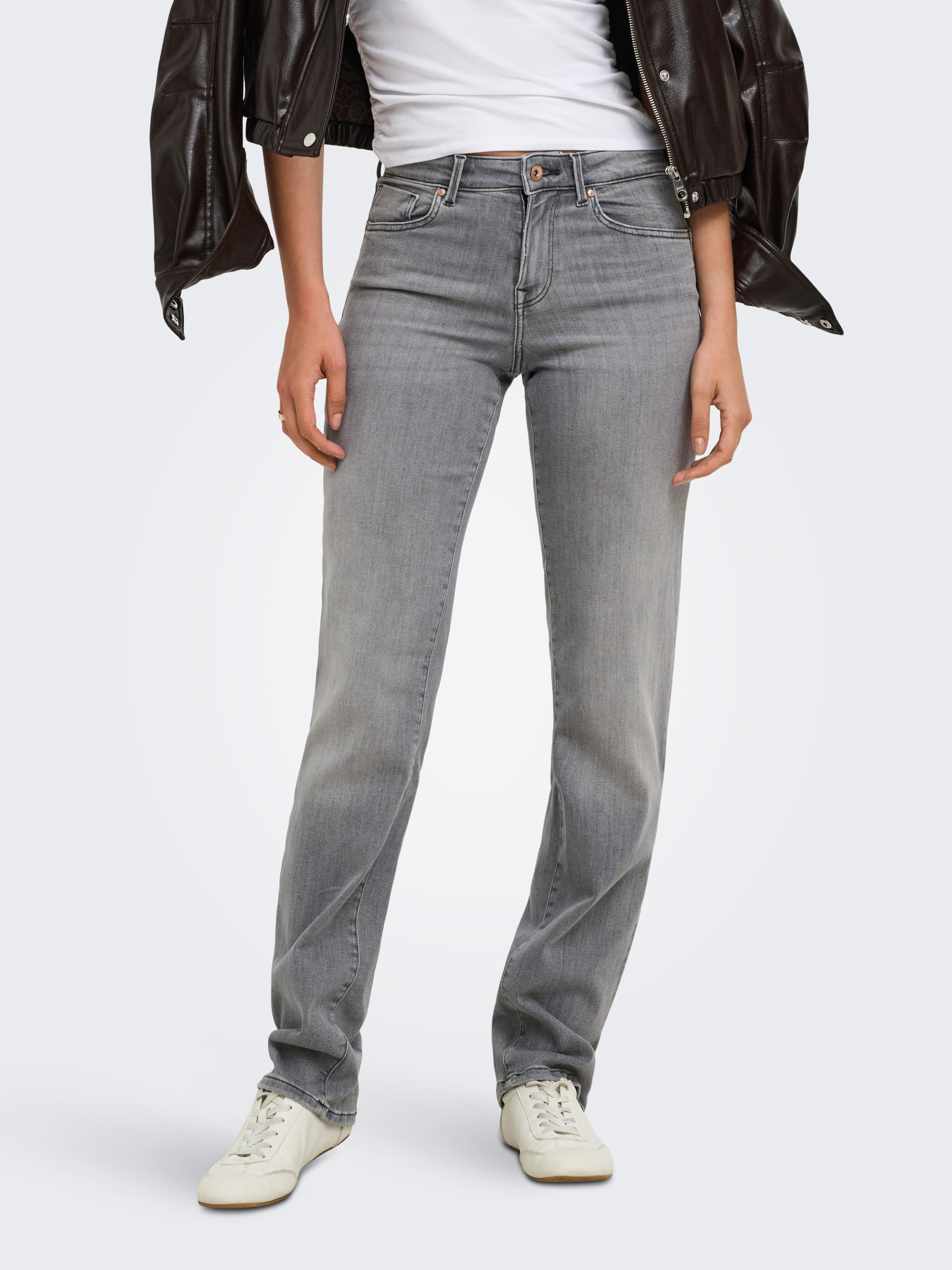 ONLY Slim-fit-Jeans ONLPOWER MW PUSH UP SLIM STRAIGHT DNM Baumwollmischung, mid waist, slim fit