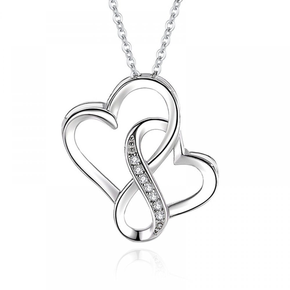 Invanter Silberkette Herzkette Silber Schmuck, Herzanhänger Kette Herz Weihnachtsgeschenk,Inklusive Damen Geschenktüte Halskette