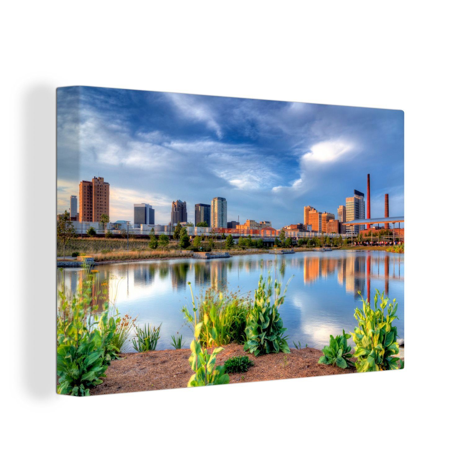 OneMillionCanvasses® Leinwandbild Eine Wolkenformation über Birmingham im Vereinigten Königreich, (1 St), Wandbild Leinwandbilder, Aufhängefertig, Wanddeko, 30x20 cm | Leinwandbilder