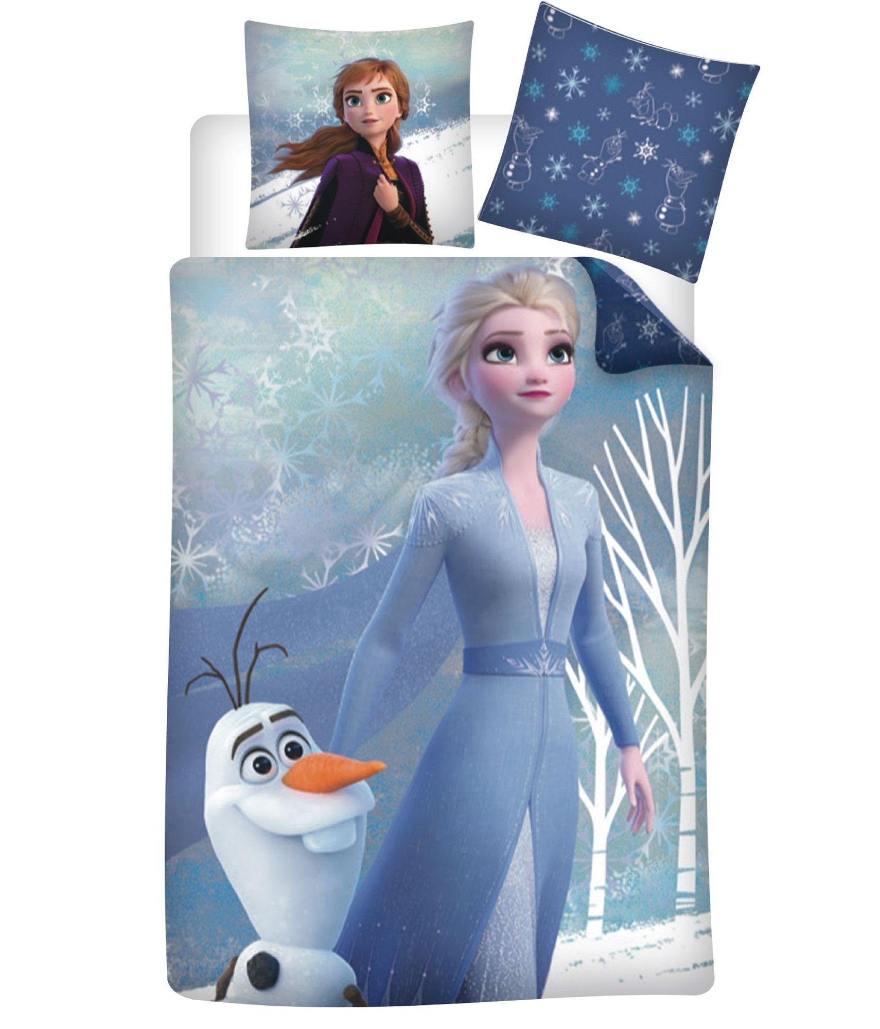 Kinderbettwäsche Disney Eiskönigin Elsa Anna Olaf Flanell Bettwäsche Set 135x200 cm, AY!Max