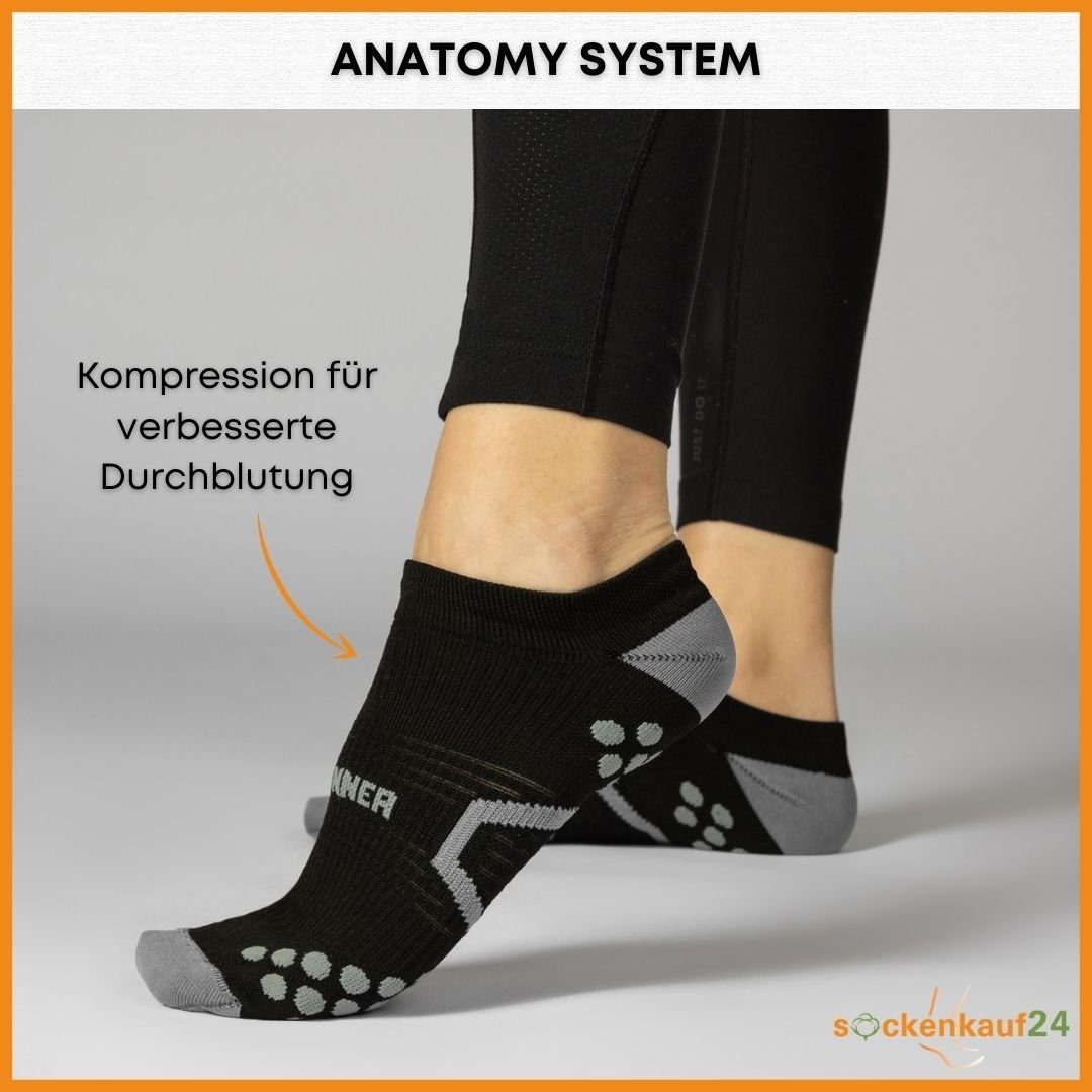 sockenkauf24 Laufsocken low Cut Sportsocken für Herren & Damen Laufsocken kurz (3xSchwarz, 3-Paar, 43-46) Atmungsaktive Running Socks 50203P WP