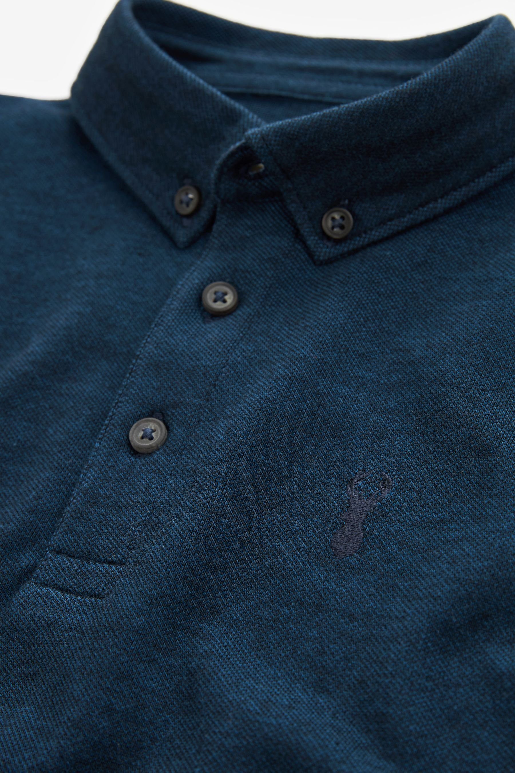 Langärmeliges Langarm-Poloshirt Blue Polo-Shirt Next (1-tlg) Navy