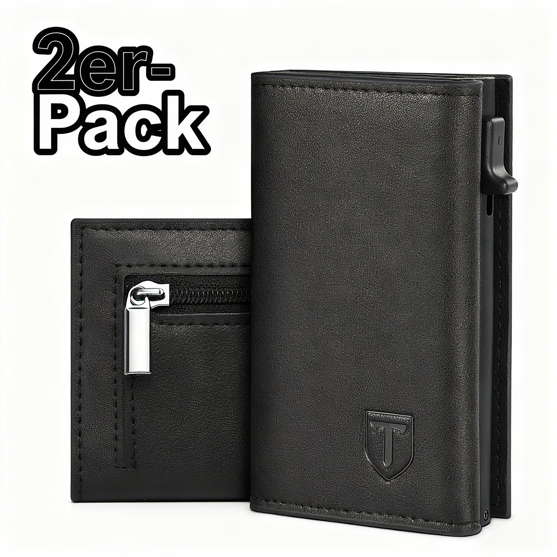 TEEHON Geldbörse Magnetischer Slim Wallet, Herren- Geldbeutel (mit Münzfach & RFID Schutz & ID-Fenster, Mini Portmonee Geldbeutel kartenetui für Karten, 2-tlg), kreditkartenetui herren Klein-Kartenhalter Schwarz