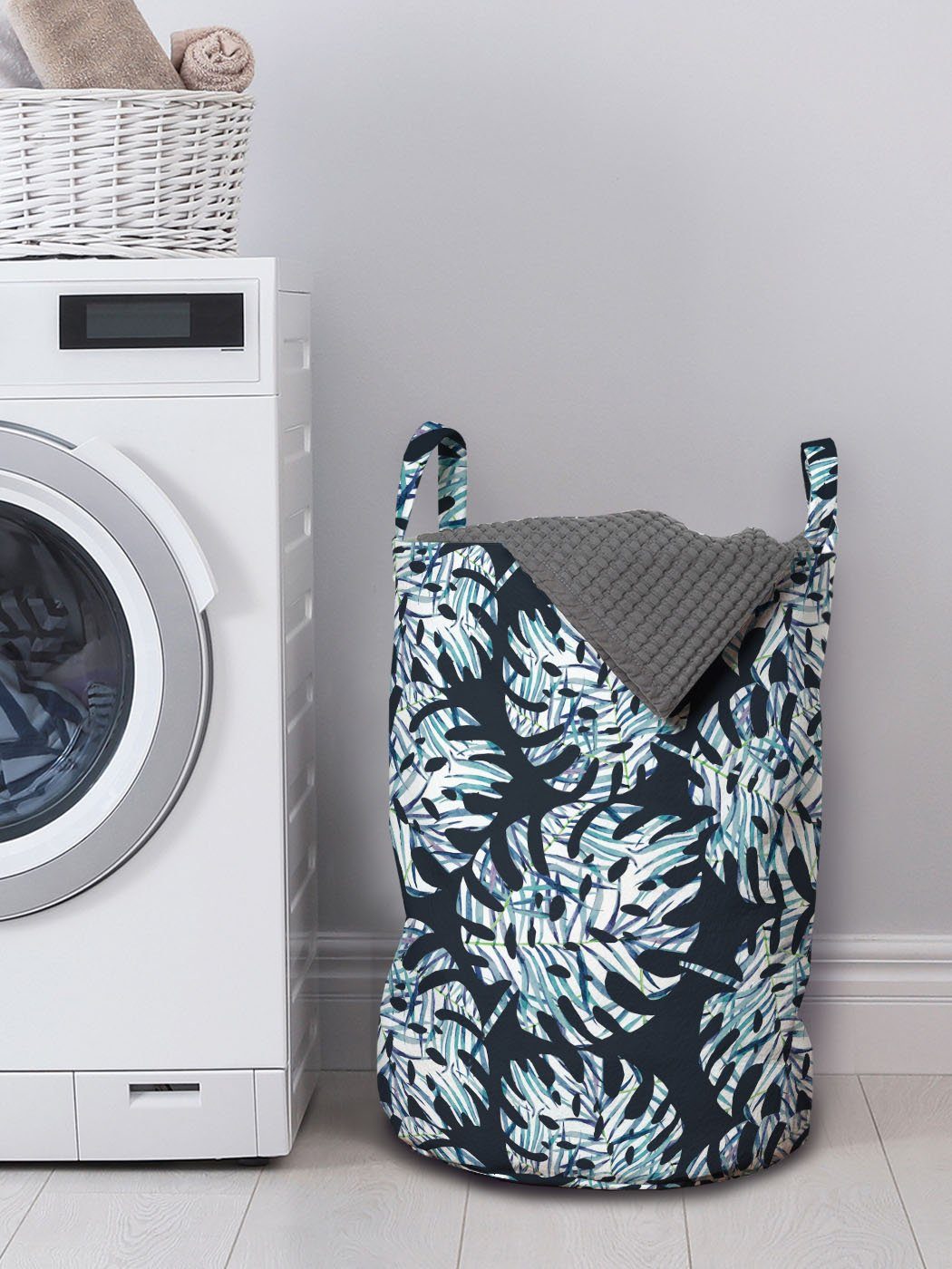 Griffen Tropisch Waschsalons, Wäschekorb Wäschesäckchen Abakuhaus Motive Blatt-Laub-Innere mit Kordelzugverschluss für