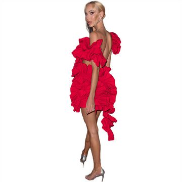 AFAZ New Trading UG Abendkleid Ärmelloses, plissiertes, rückenfreies Minikleid für Damen Sexy Kleid mit unregelmäßigen Locken