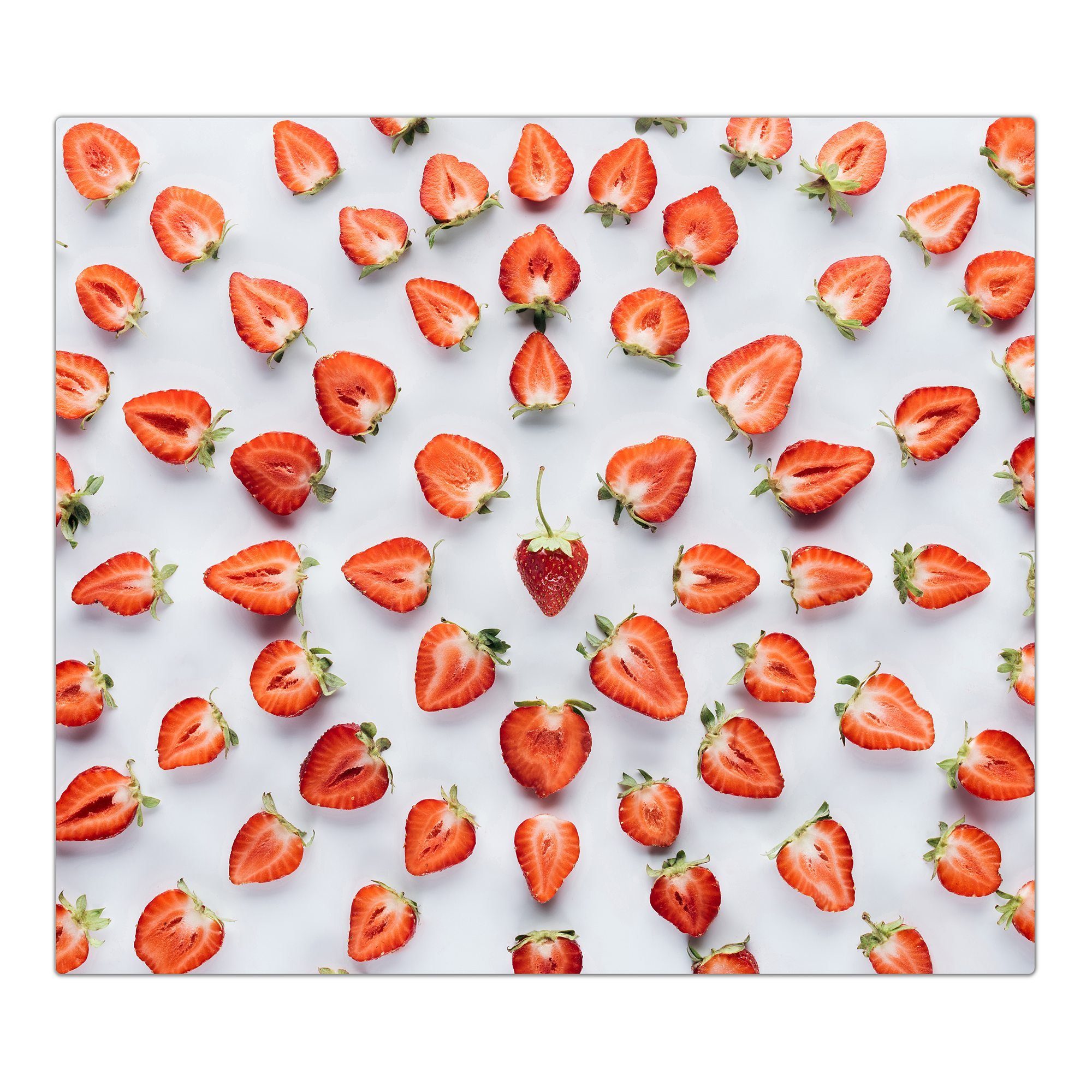 Primedeco Herd-Abdeckplatte Herdabdeckplatte Spritzschutz aus Glas Halbierte Erdbeeren, Glas, (1 tlg) | Herdabdeckplatten