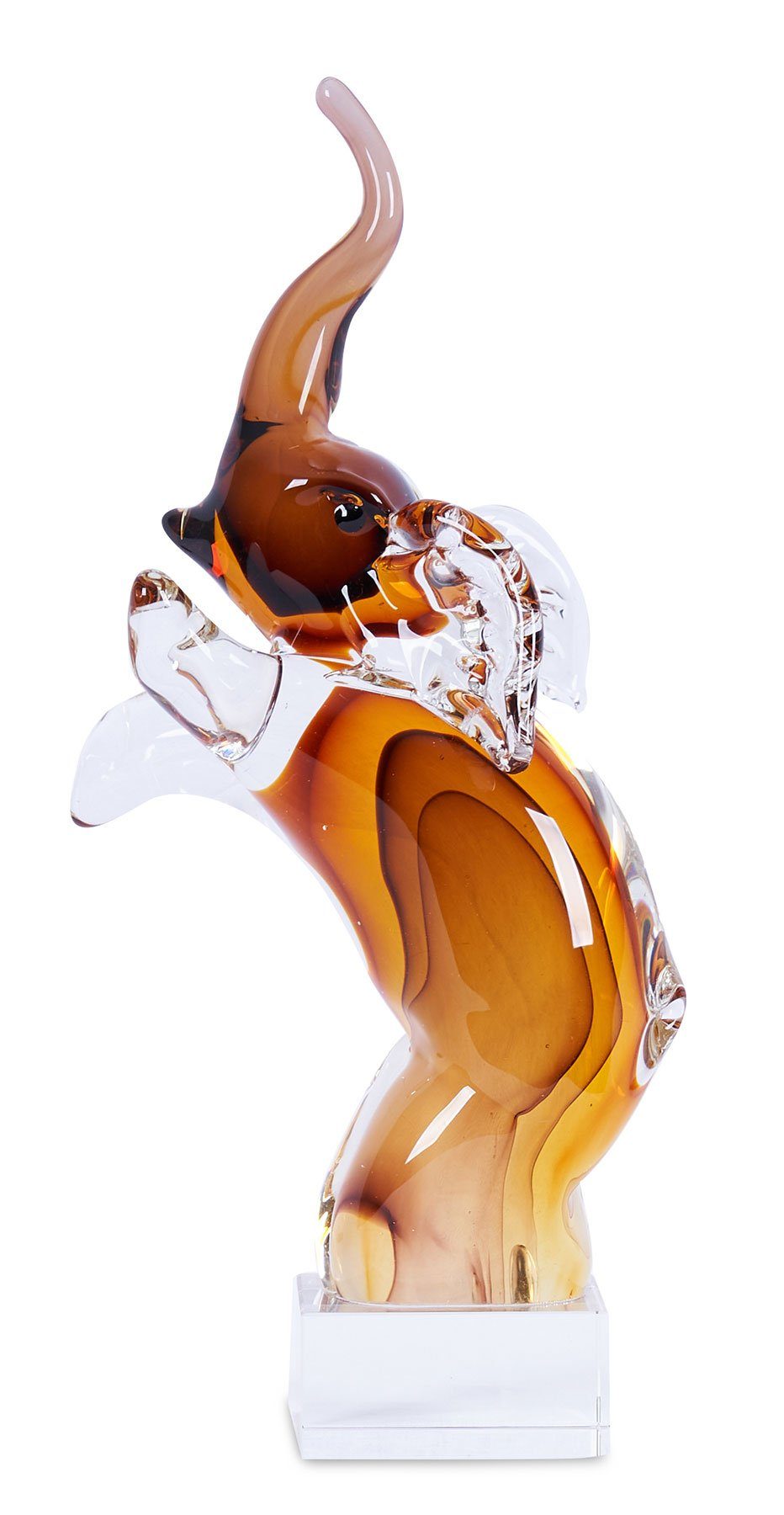 Levandeo® Skulptur, Designer Skulptur Elefant Unikat H36cm Orange Glasdeko Rot Glas Deko