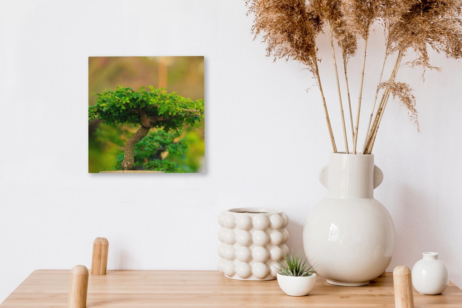 Reihe, Bonsai-Bäume Wohnzimmer Schlafzimmer (1 in Leinwandbild Bilder Leinwand OneMillionCanvasses® für einer St),