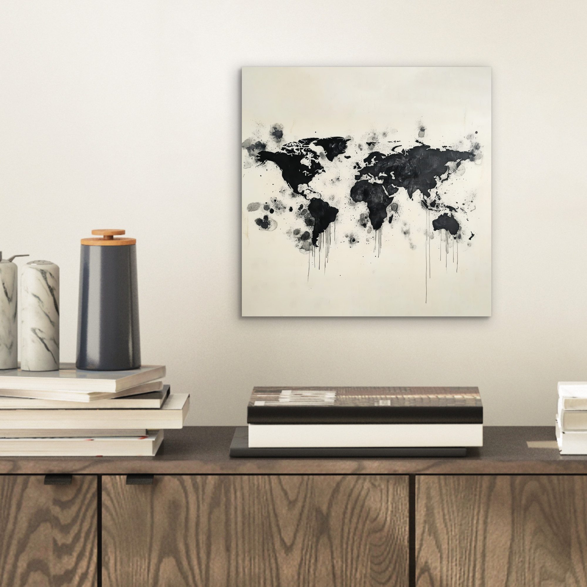MuchoWow Metallbild Weltkarte - Schwarz - günstig online kaufen