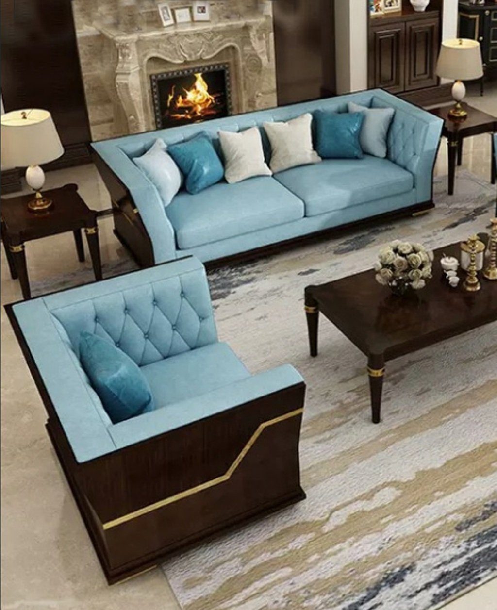 Polster JVmoebel Garnitur Wohnzimmer-Set, Klassische 3+1 Set Sitz Set Sofa Couch Designer