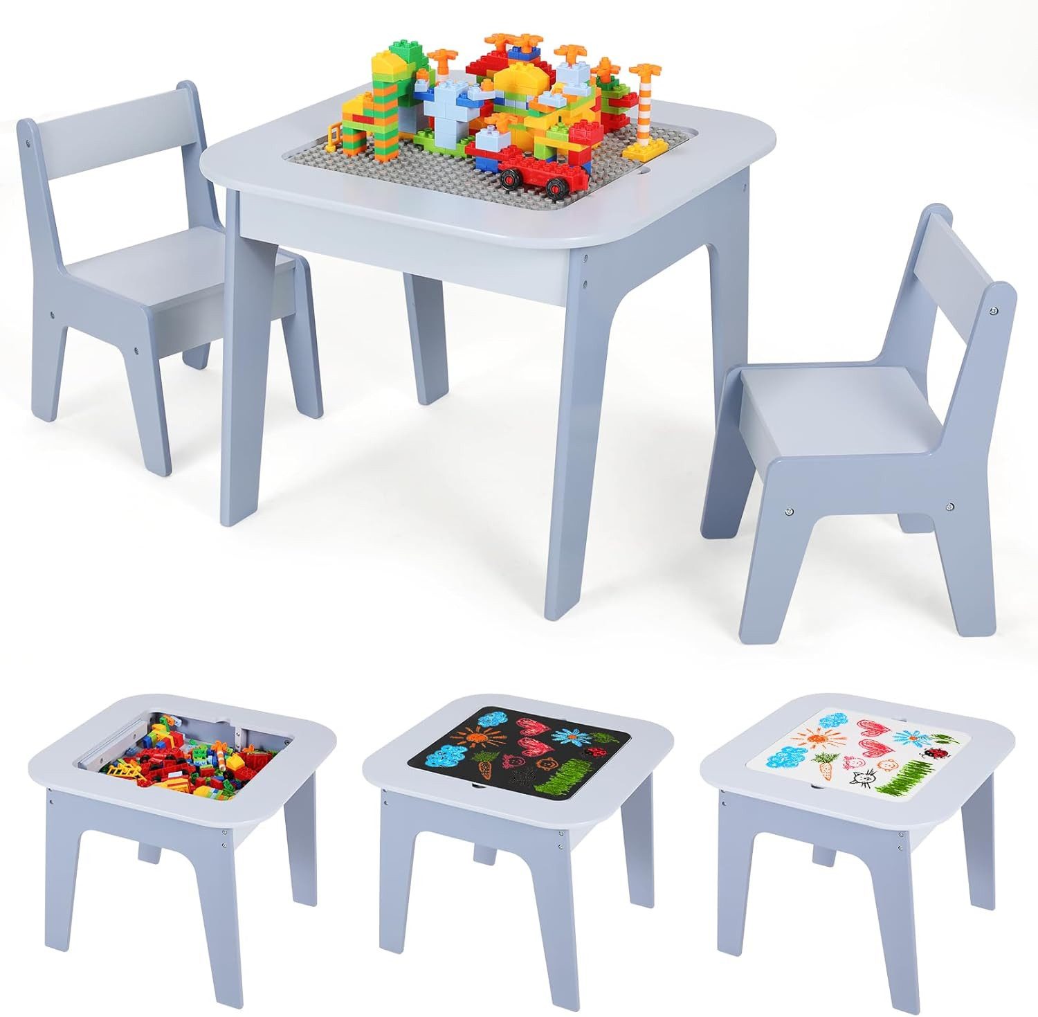 TLGREEN Kindertisch mit 2 Stühlen, Kindersitzgruppe günstig online kaufen