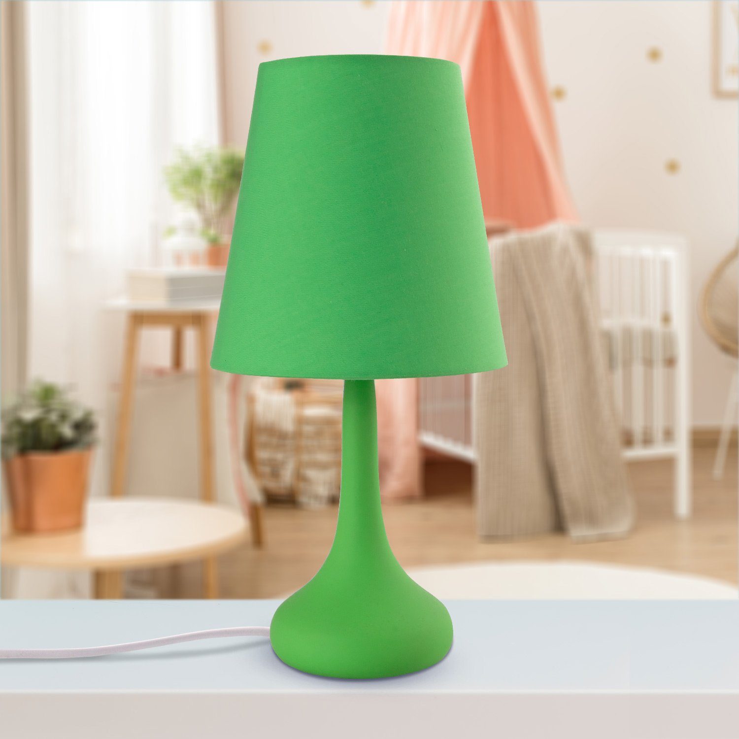 Tischleuchte Leuchtmittel, HELA, Home Für Wohnzimmer Kinderzimmer Tischleuchte u. grün E14 Lampe, ohne LED Paco Modern