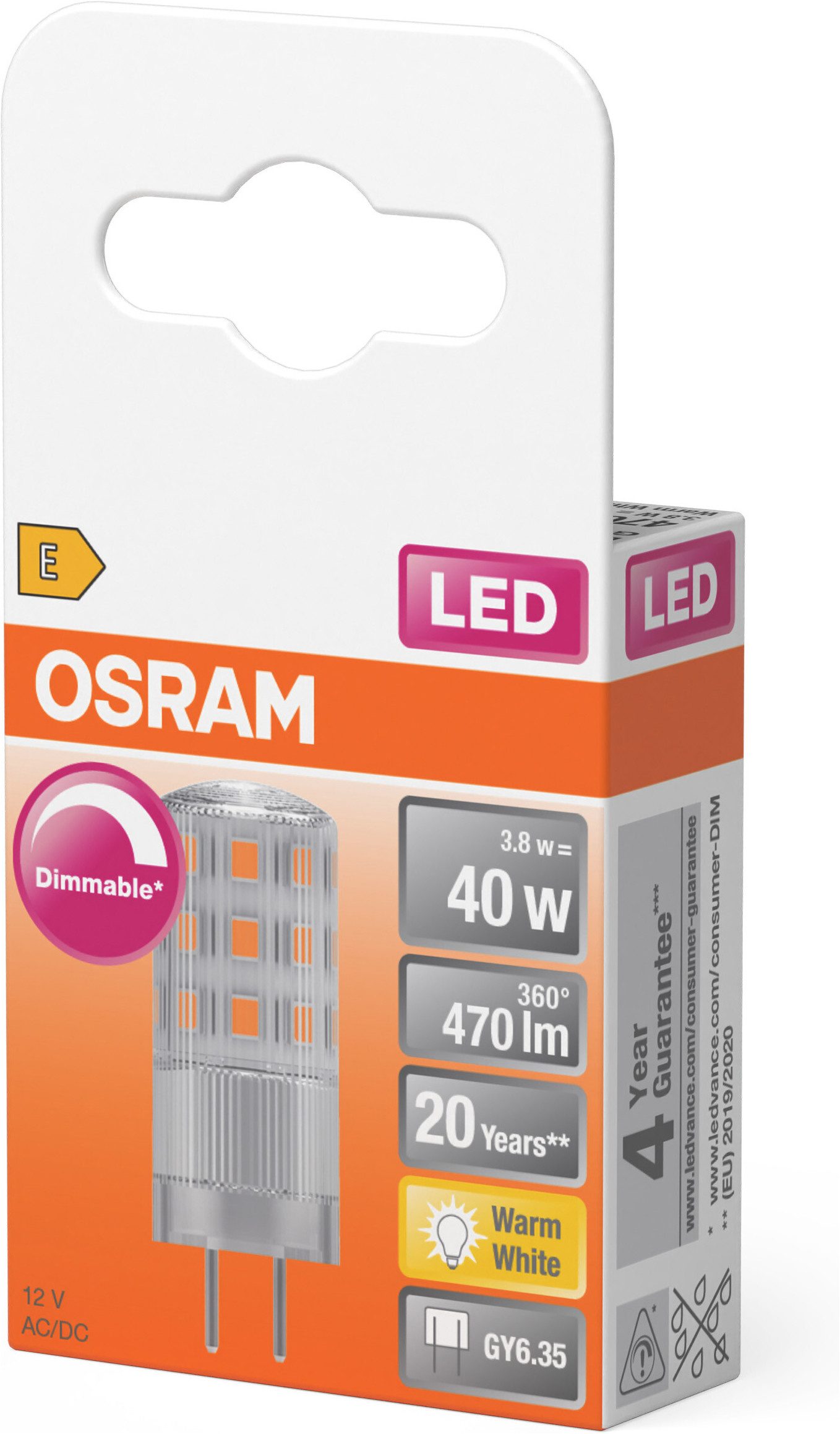 Osram LED-Leuchtmittel LED PIN Lampe, GY6.35, 1 St., Warmweiß