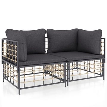 vidaXL Loungesofa Ecksofas mit Kissen 2 Stk. Modular Poly Rattan, 1 Teile