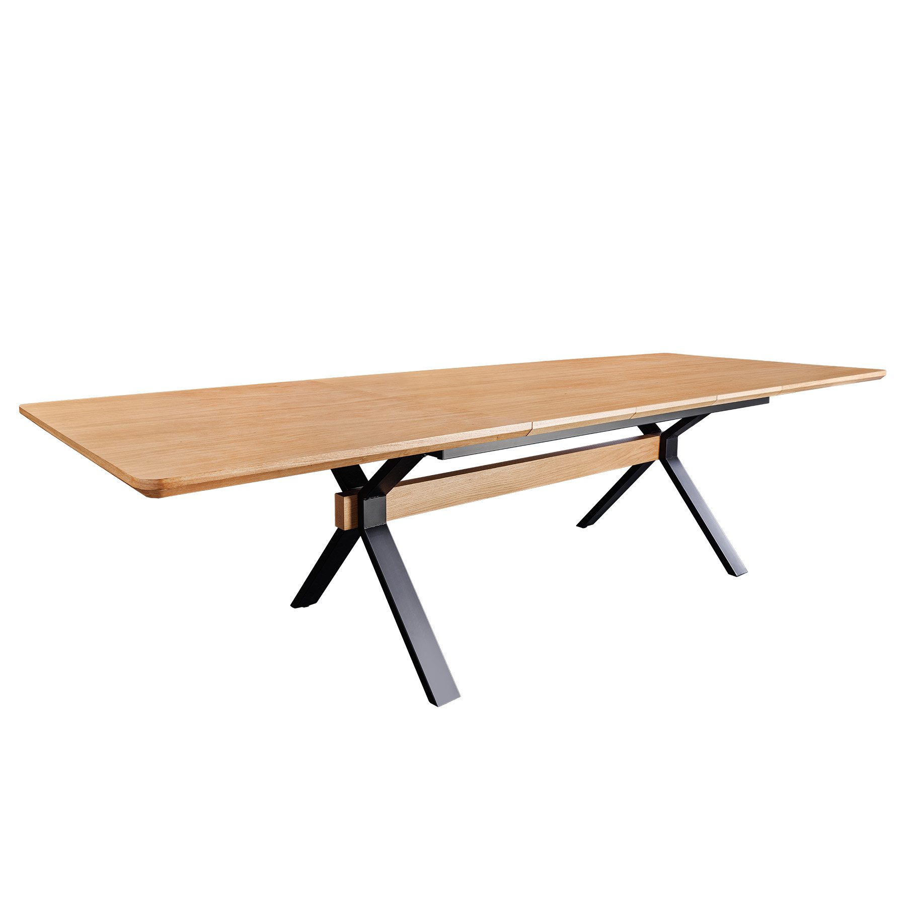 riess-ambiente Esstisch GIANT 180-300cm natur/schwarz - Eiche, Metall, X-Ge günstig online kaufen