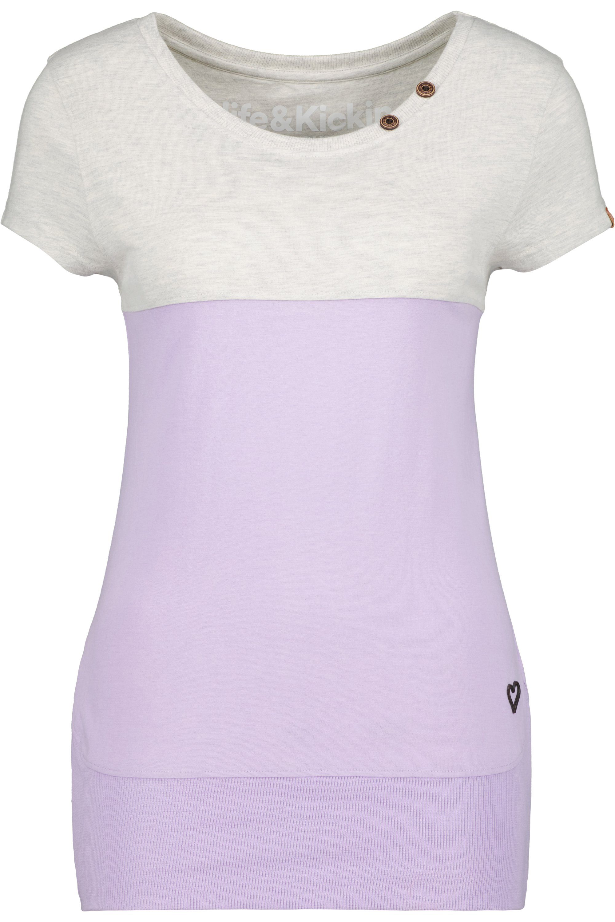 Alife & Kickin Kurzarmshirt, Damen lavender Rundhalsshirt melange CoraAK Shirt Shirt digital A