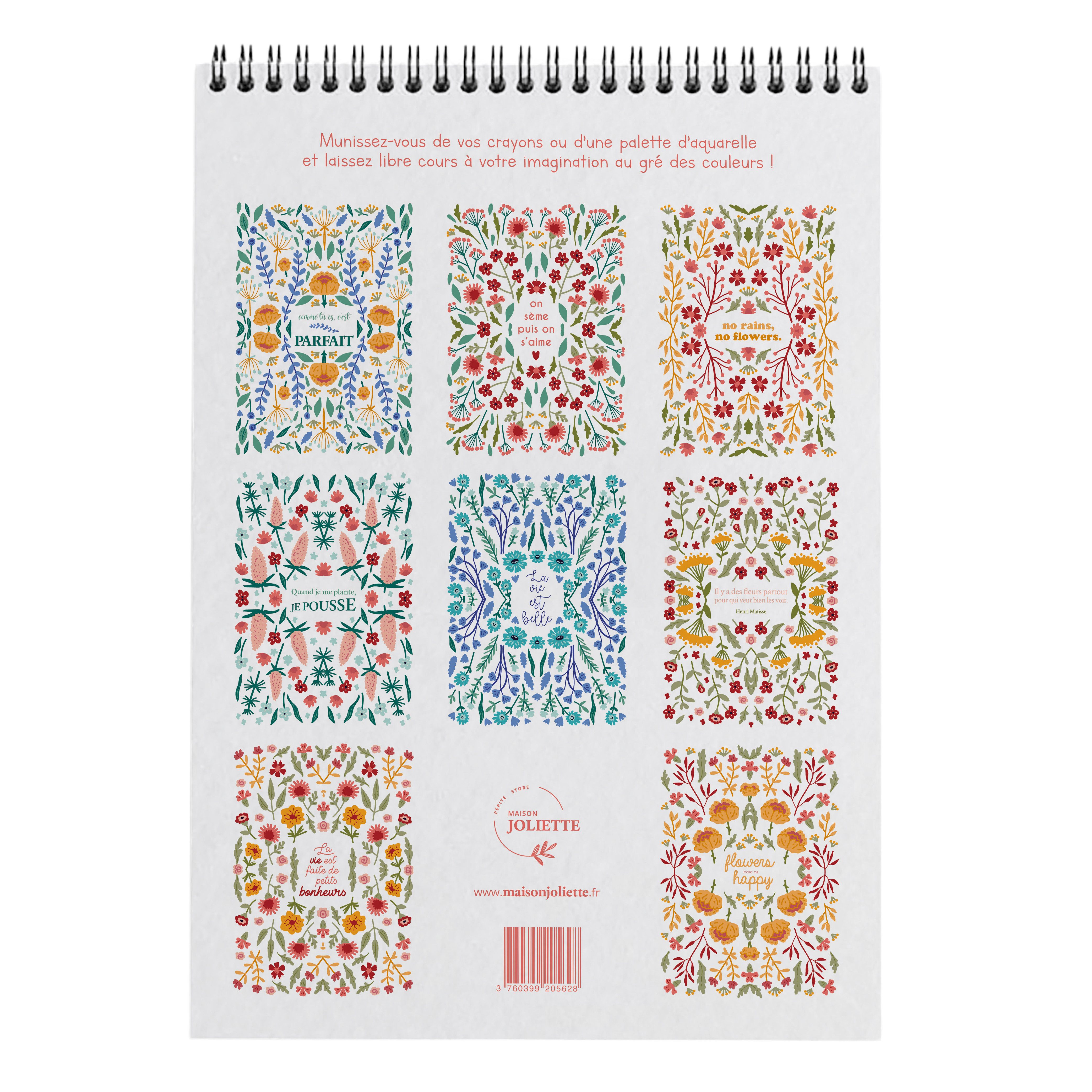 Maison Joliette Malbuch Malheft Ausmalbuch A4 mit Künstlerillustrationen, 300 g/m² Papier