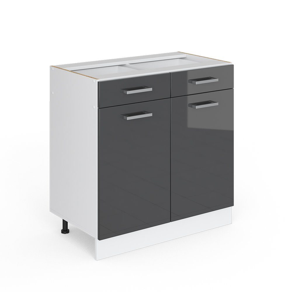 Vicco Unterschrank R-Line, Anthrazit Hochglanz/Weiß, 80 cm ohne Arbeitsplatte (1-St)