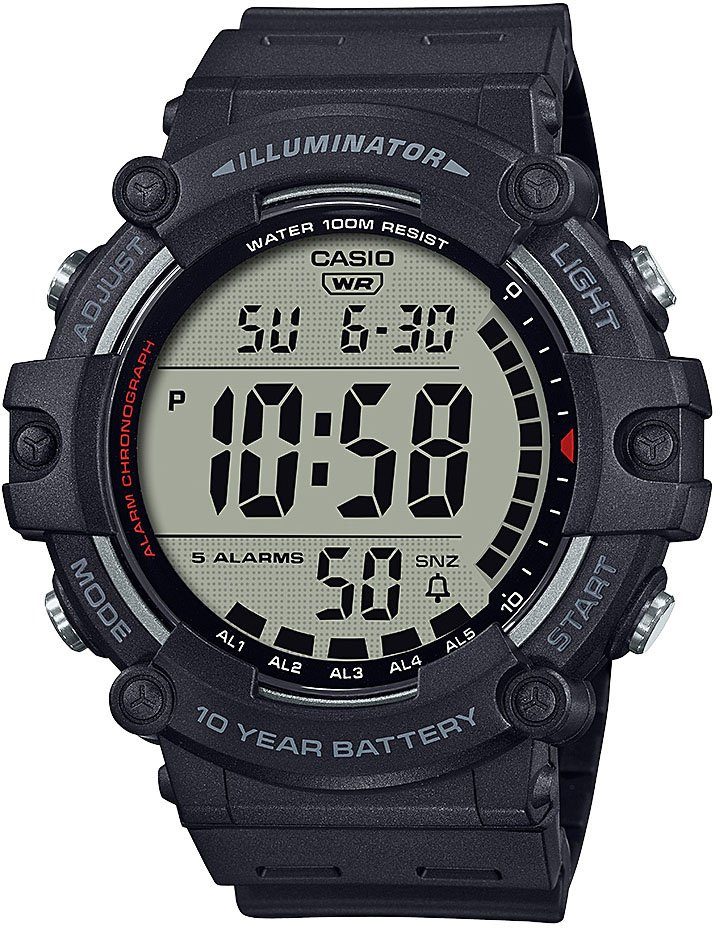 CASIO TIMELESS COLLECTION Chronograph AE-1500WH-1AVEF, Quarzuhr, Armbanduhr, Herrenuhr, Digitaluhr, bis 10 bar wasserdicht