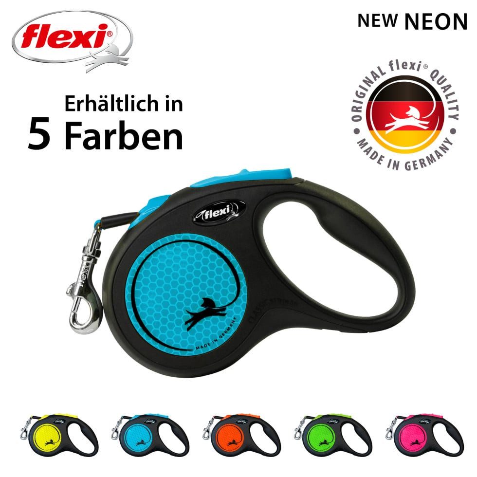 flexi Hundeleinen-Führungsstange Flexi Hundeleine New Neon Gurt S neonblau