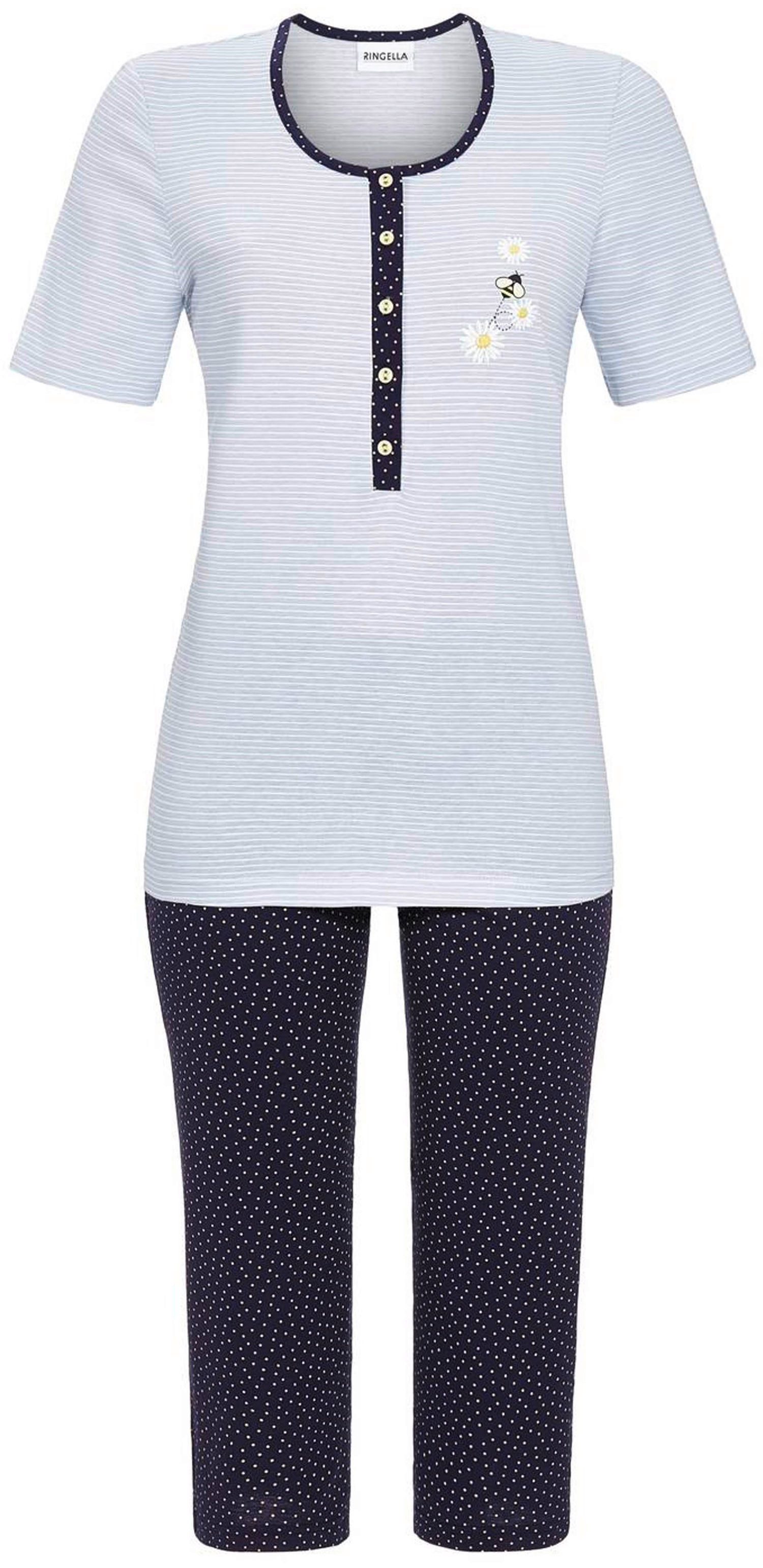 Ringella Schlafanzug Damen Schlafanzug mit Capri Hose (2 tlg) Baumwolle auch in großen Größen