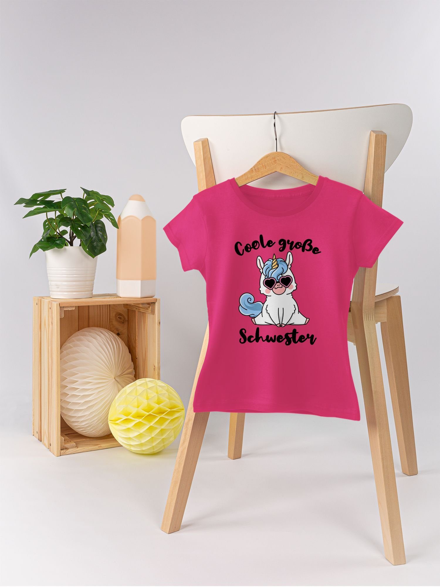 Geschenk Coole Shirtracer 1 Schwester T-Shirt Fuchsia mit große Geschwister Schwester Einhorn