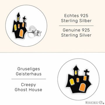 Monkimau Paar Ohrstecker Halloween Geisterhaus Kinder Ohrringe aus 925 Silber (Packung)