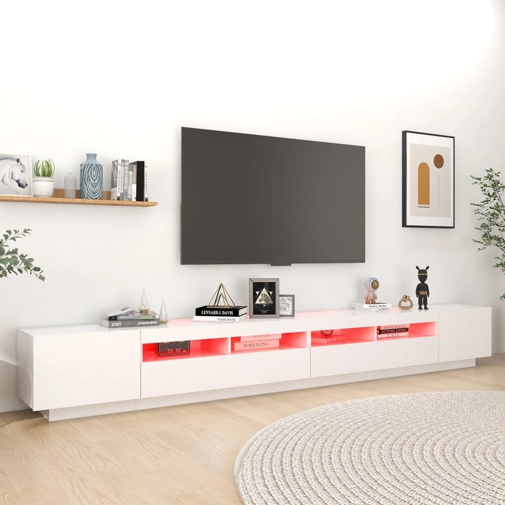 Weiß TV-Schrank LED-Leuchten cm (1-St) vidaXL 300x35x40 mit TV-Schrank