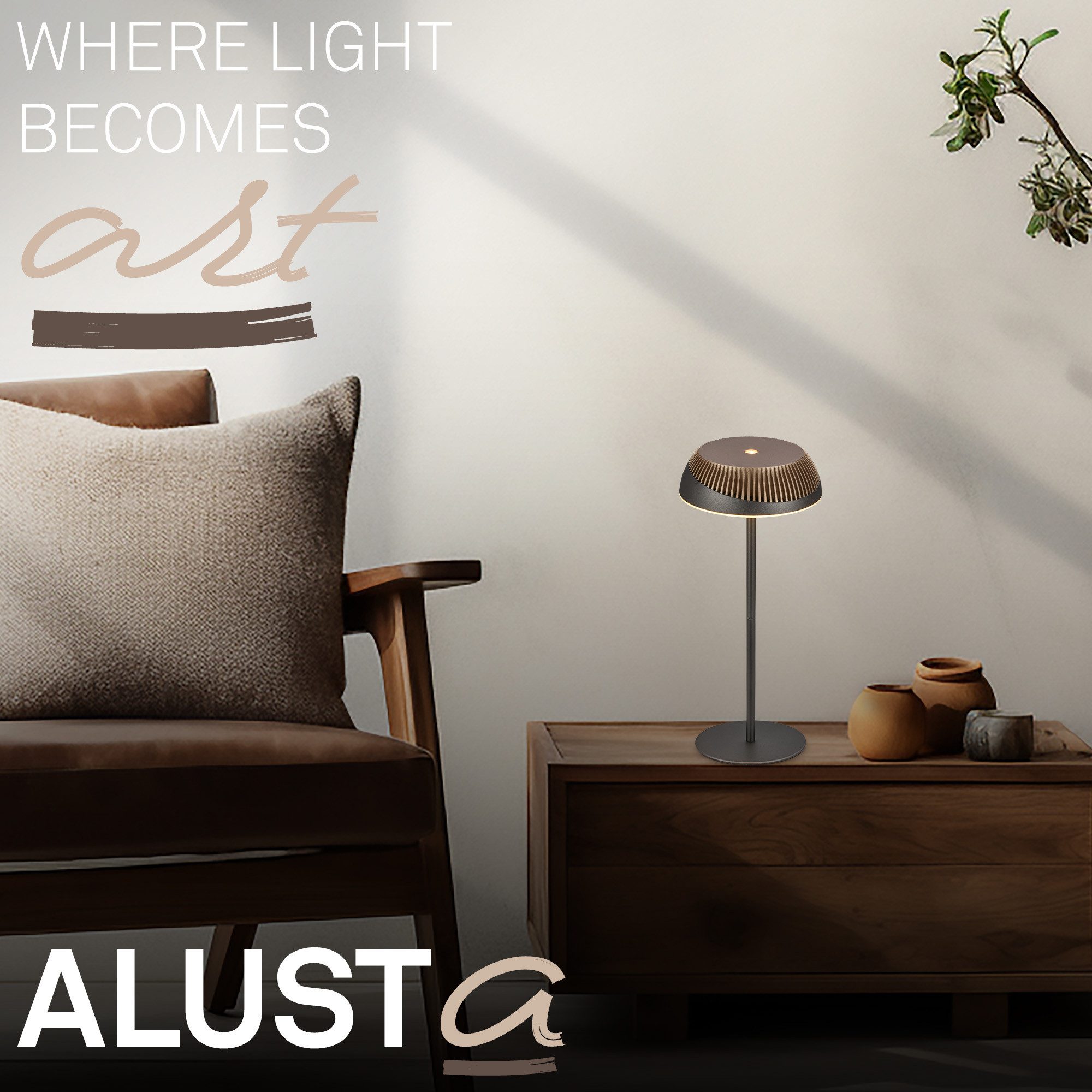 Briloner Leuchten LED Tischleuchte Tischlampe kabellos Akku USB-C Touch dimmbar Design Award, LED wechselbar, Warmweiß, 14x32 cm, Akku tauschbar, Indoor/Outdoor, Wohnzimmer, Flur, Balkon