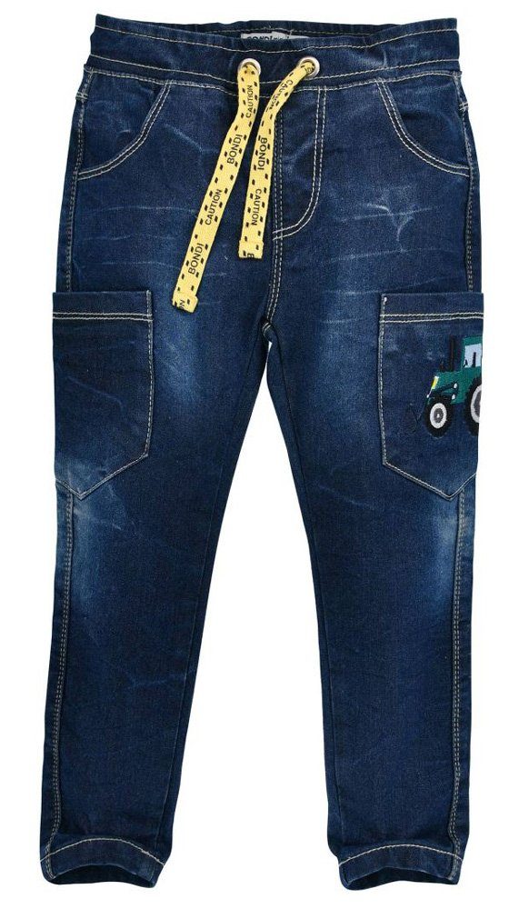 BONDI Schlupfhose Lange Jeans "Traktor" für Jungen 33110 - Blau, Slim Fit Kinderjeans Bulldog