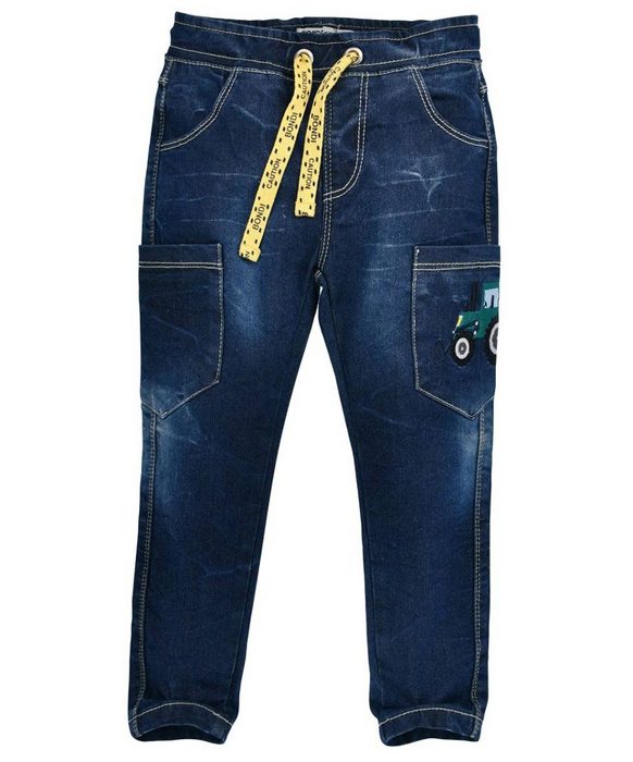 BONDI Schlupfhose Lange Jeans "Traktor" für Jungen 33110 - Blau Slim Fit Kinderjeans Bulldog