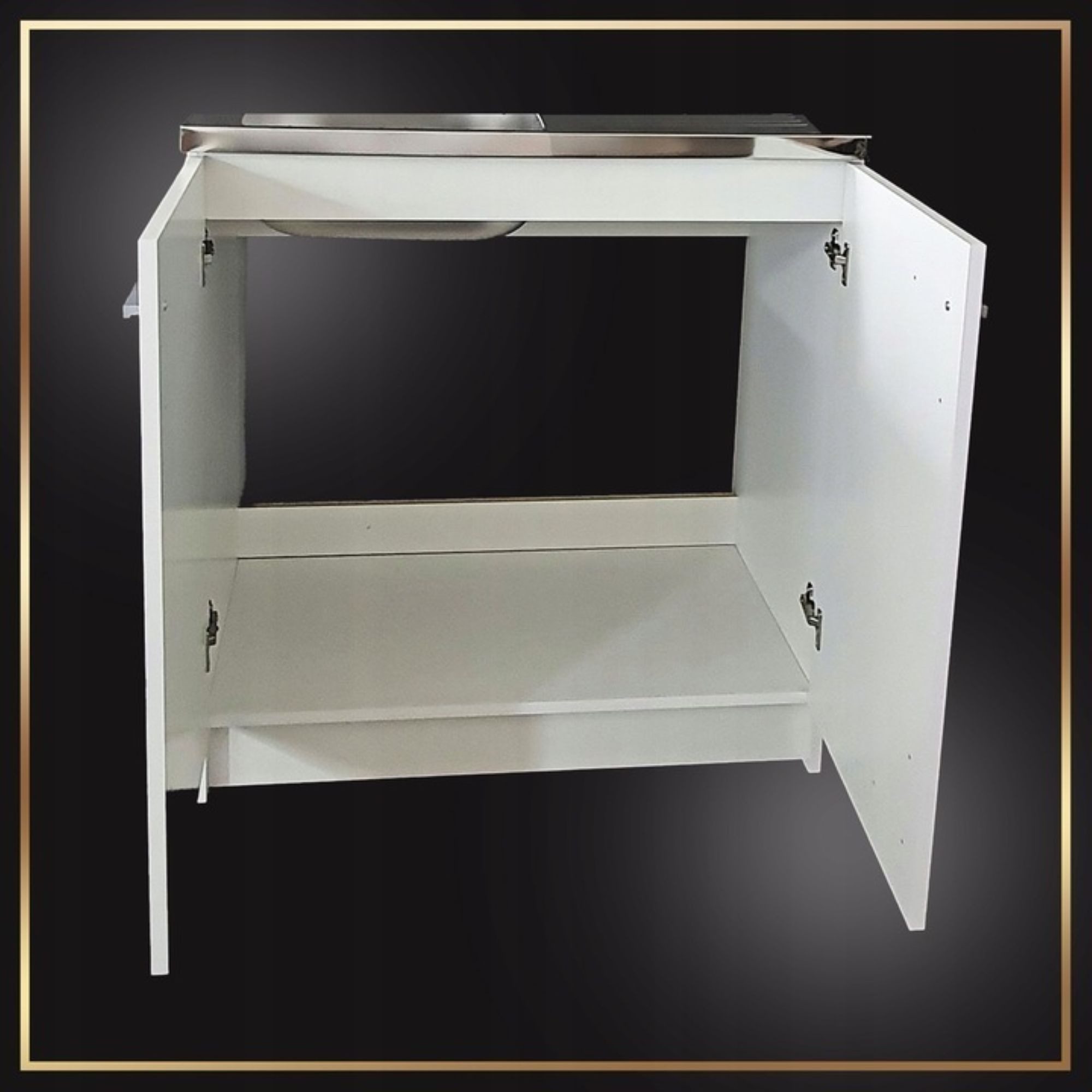 STAMAR Spülenschrank Küchenschrank 80cm Weiß Spüle 2 Becken Edelstahl Siphon XXL Set Standschrank 46cm Tiefe Geschirrspüler Ohne Armatur Montagefertig – Bild 4 von 5