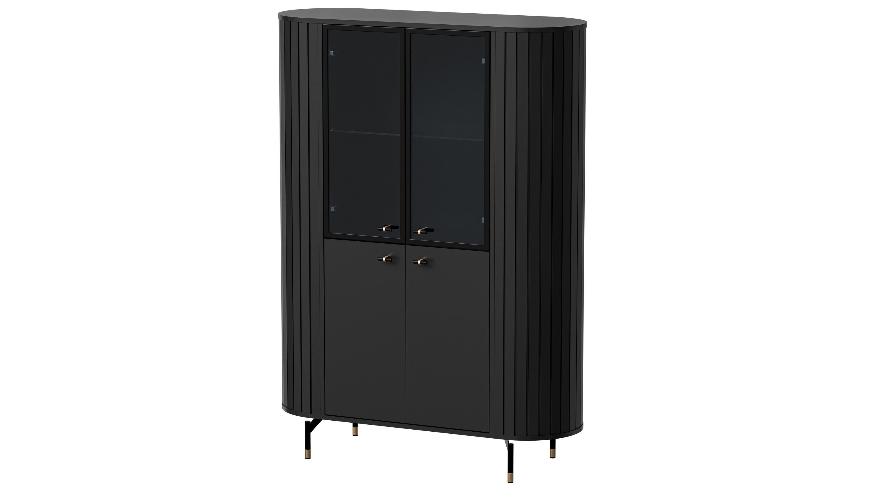 Masseno Glasvitrine THIRA 155 x 112,3 cm Vitrine Vitrinenschrank mit 4 Türen Schwarz