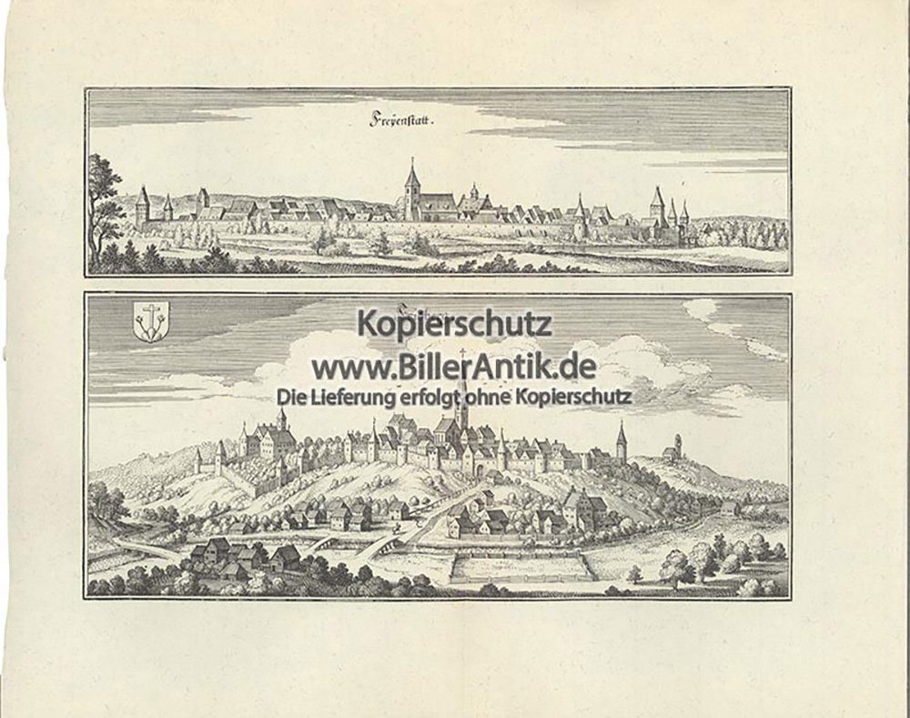 Kunstdruck Freyenstatt Fridberg Freystadt Neumarkt Friedberg Kupferstich Merian O