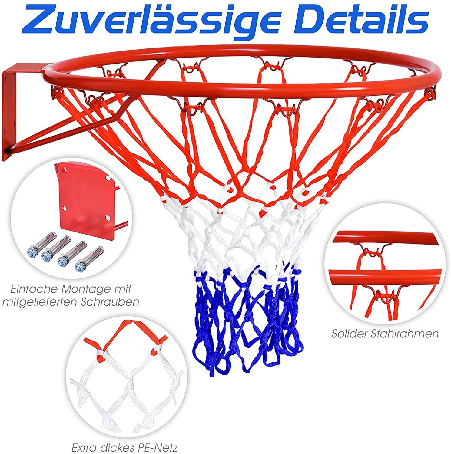 45 COSTWAY für In-/Outdoor Basketballkorb Netz, Basketballring, mit cm Ø