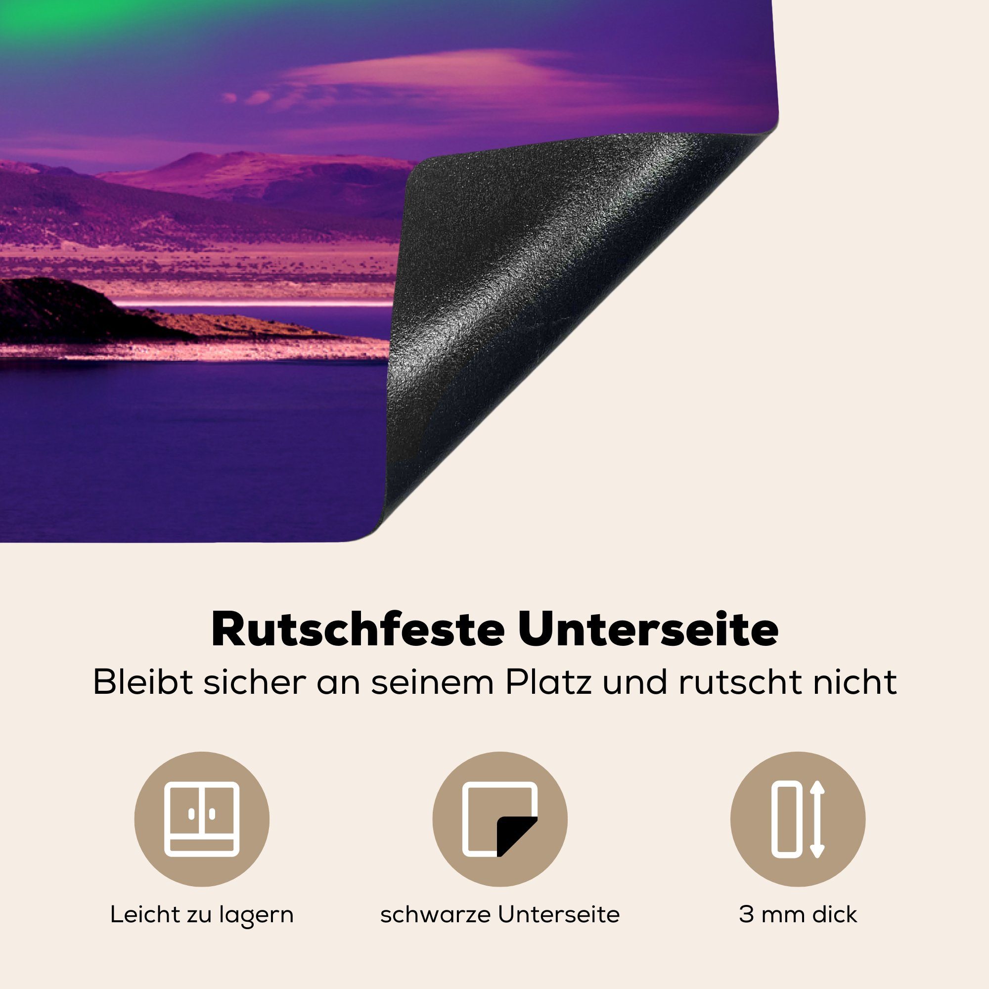 MuchoWow Herdblende-/Abdeckplatte Nordlichter - Induktionskochfeld - Vinyl, küche, Ceranfeldabdeckung cm, Schutz für 81x52 die Natur, tlg), Schnee (1