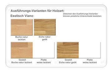 expendio Essgruppe Viano Color, (komplette Tischgruppe, Spar-Set, 5-tlg), Holztisch Eiche natur weiß 140x80 + Stühle Tina 2 Kunstleder schlamm