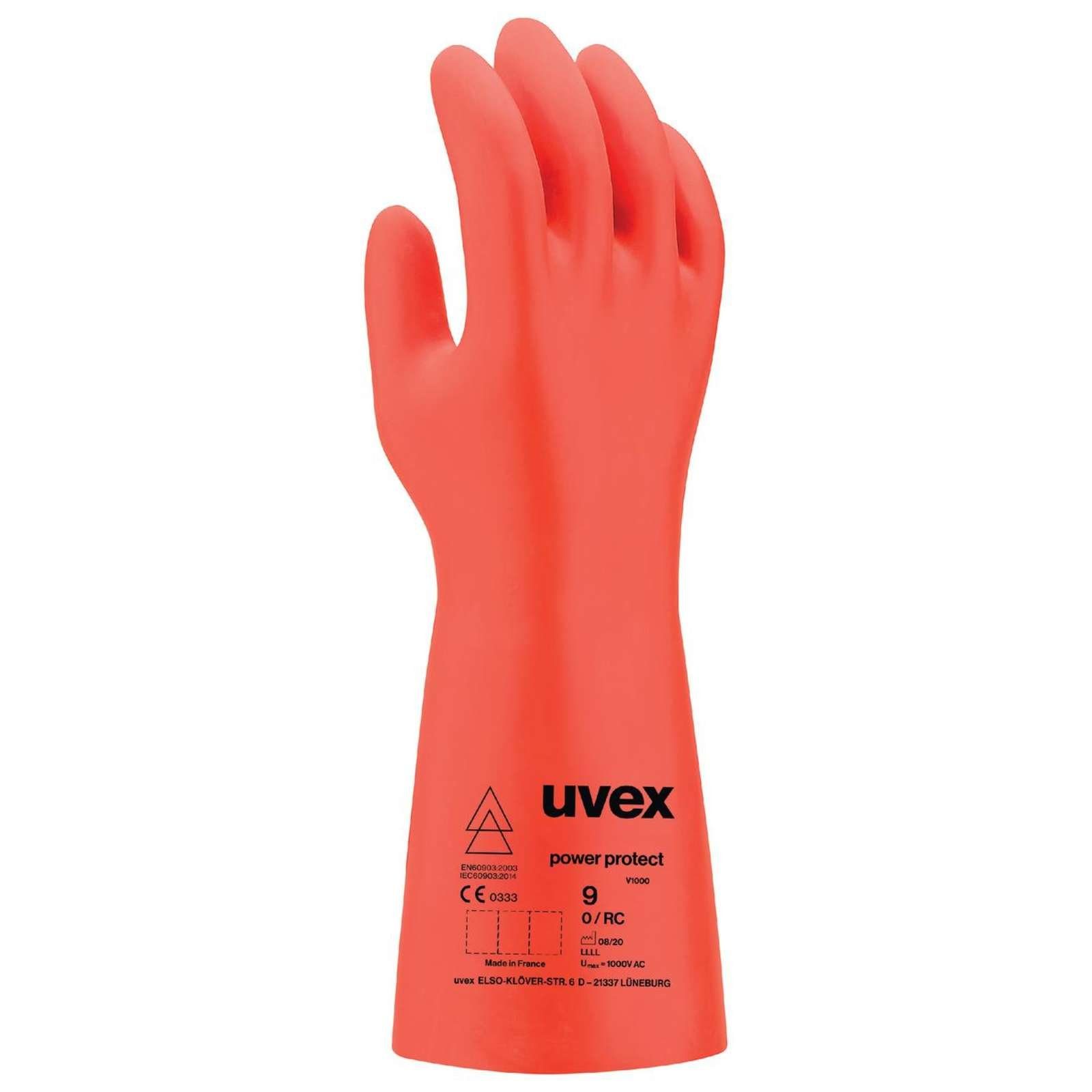 Uvex Mechaniker-Handschuhe uvex Latex V1000 power protect 60840 Elektriker-Schutzhandschuh (Spar-Set)