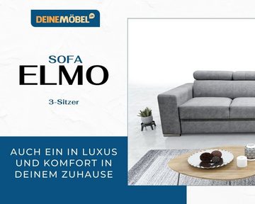 Deine Möbel 24 Sofa Couch 3-Sitzer / 4-Sitzer ELMO, mit Schlaffunktion