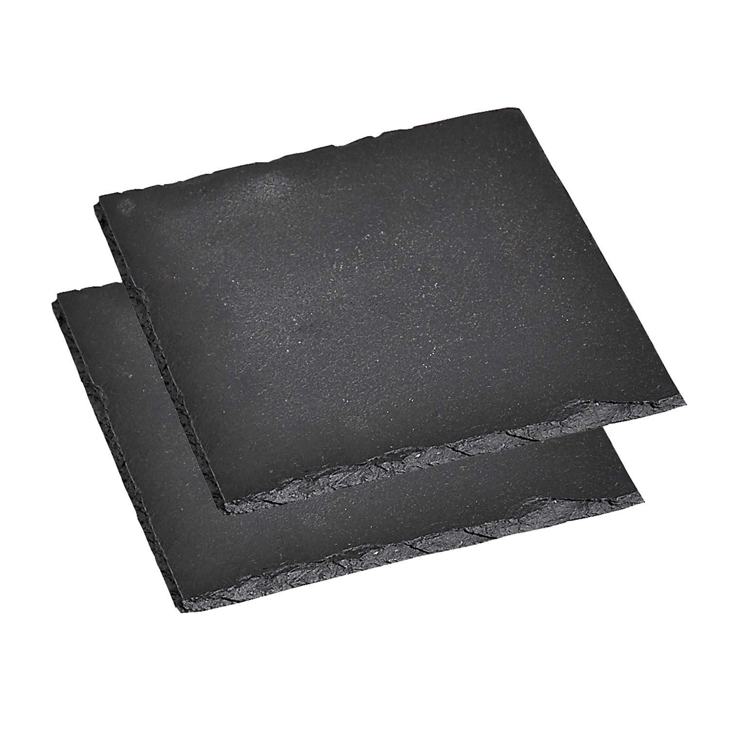 Kesper Servierbrett 10 Stück Servierplatte aus Schiefer / Buffetplatten - 20 x 20 cm, Schiefer, (10-St), naturbelassener Rand
