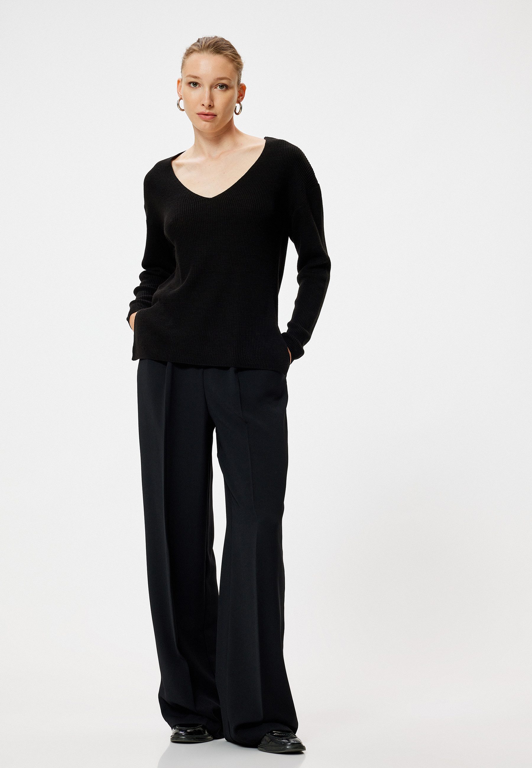 V-Ausschnitt-Pullover V-Kragen Oversize